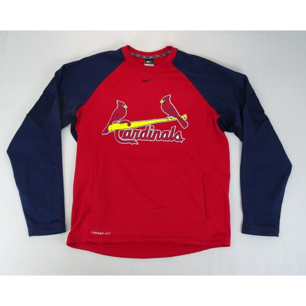 NIKE‎ Therma-Fit Cardinals Graphic Print Crew Neck Sweatshirt Zip Pocket Men's M